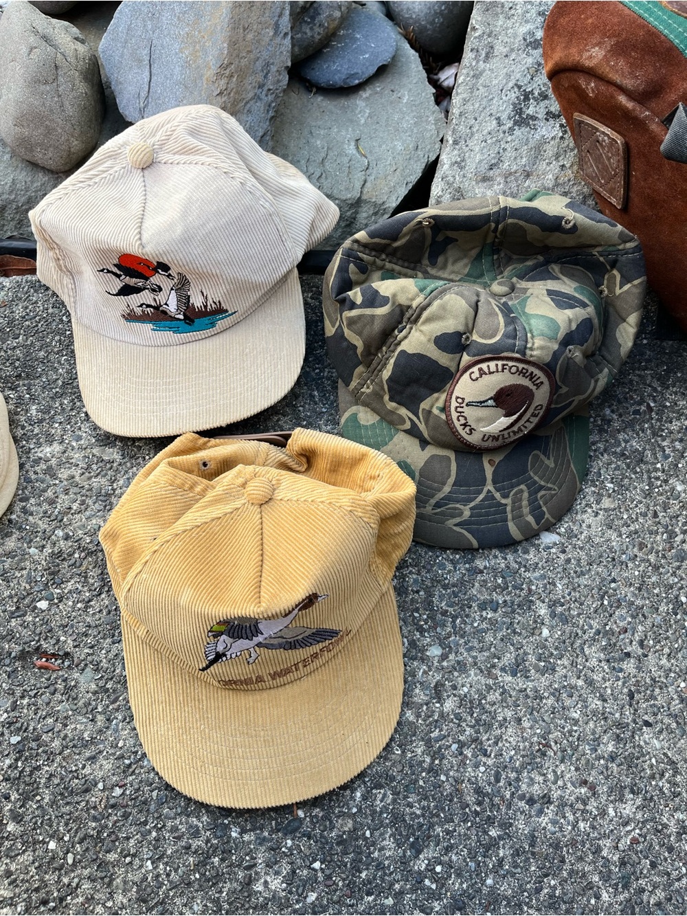 California Ducks Unlimited Camo Cap + Corduroy Duck Caps - Green, Tan, Mustard